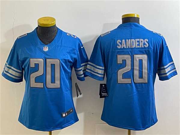 Women%27s Detroit Lions #20 Barry Sanders Blue Vapor Limited Stitched Football Jersey(Run Smaller)